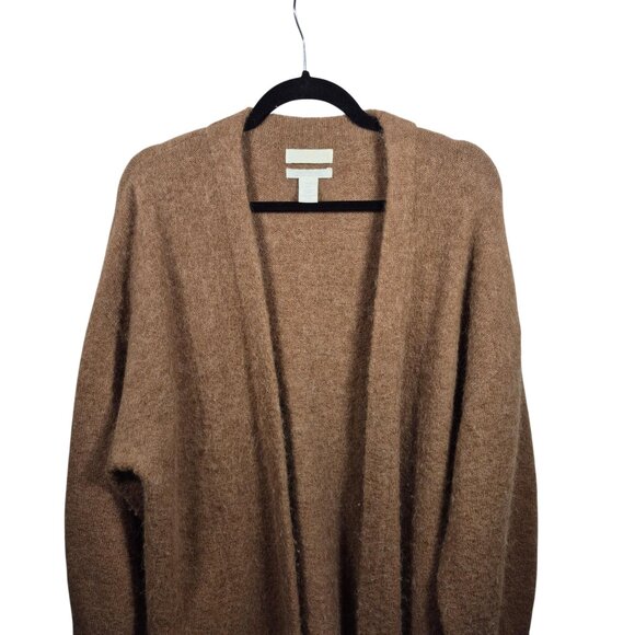HM Sweater Womens M Brown Wool Alpaca Cardigan Open Front Oversized Cozy - Picture 3 of 7
